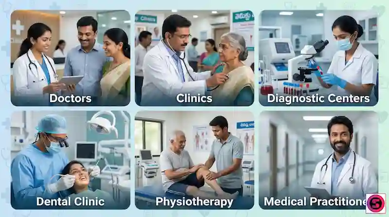 Doctors, clinics, hospitals, diagnostic centers