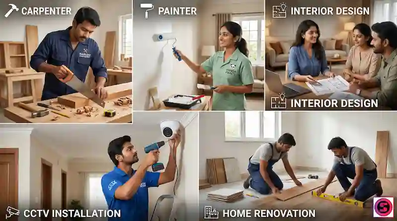 Home services like carpenters, painters, interior designers